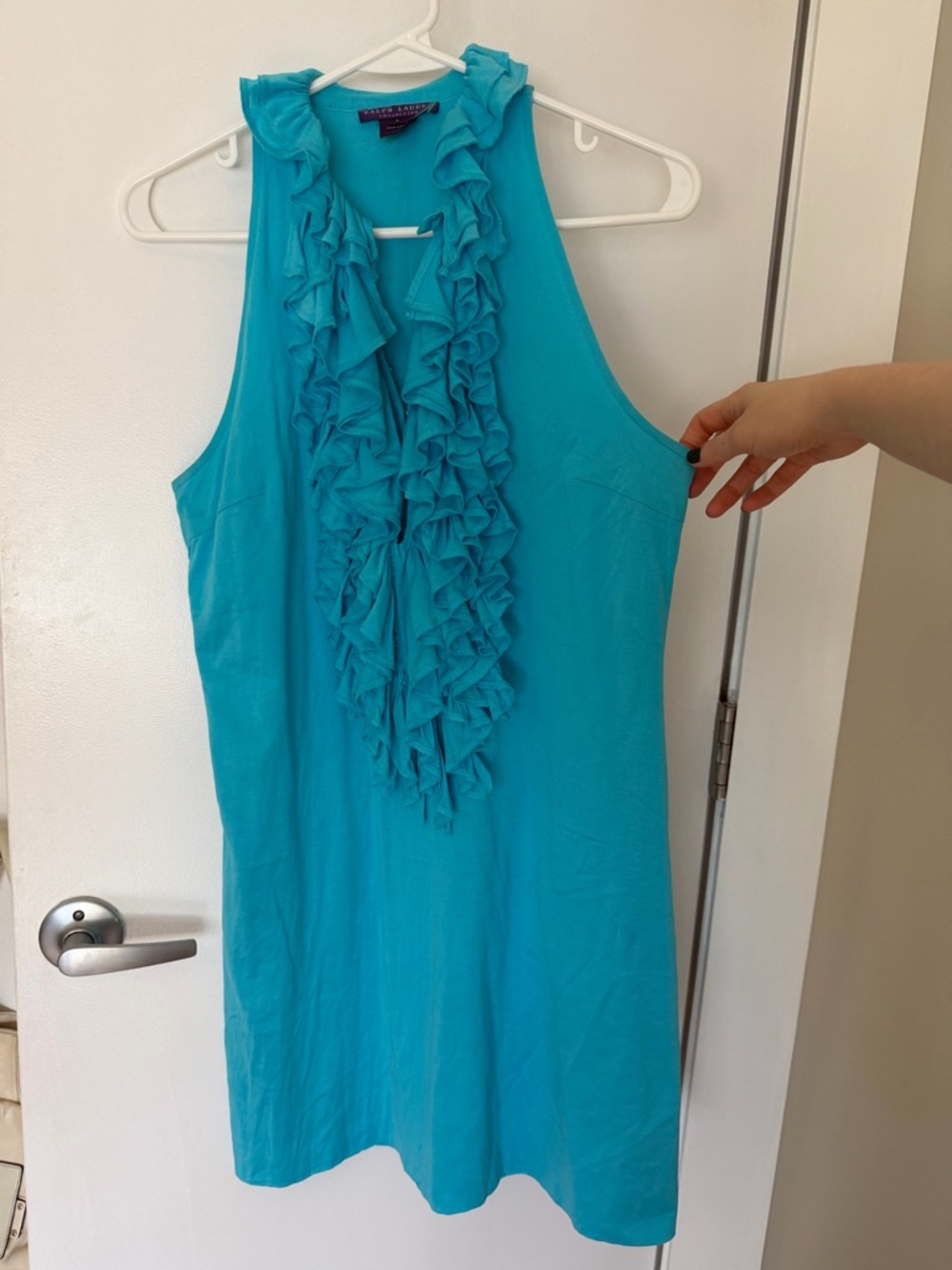 Ralph Lauren purple label Sleeveless Ruffle Front Dress - Turquoise